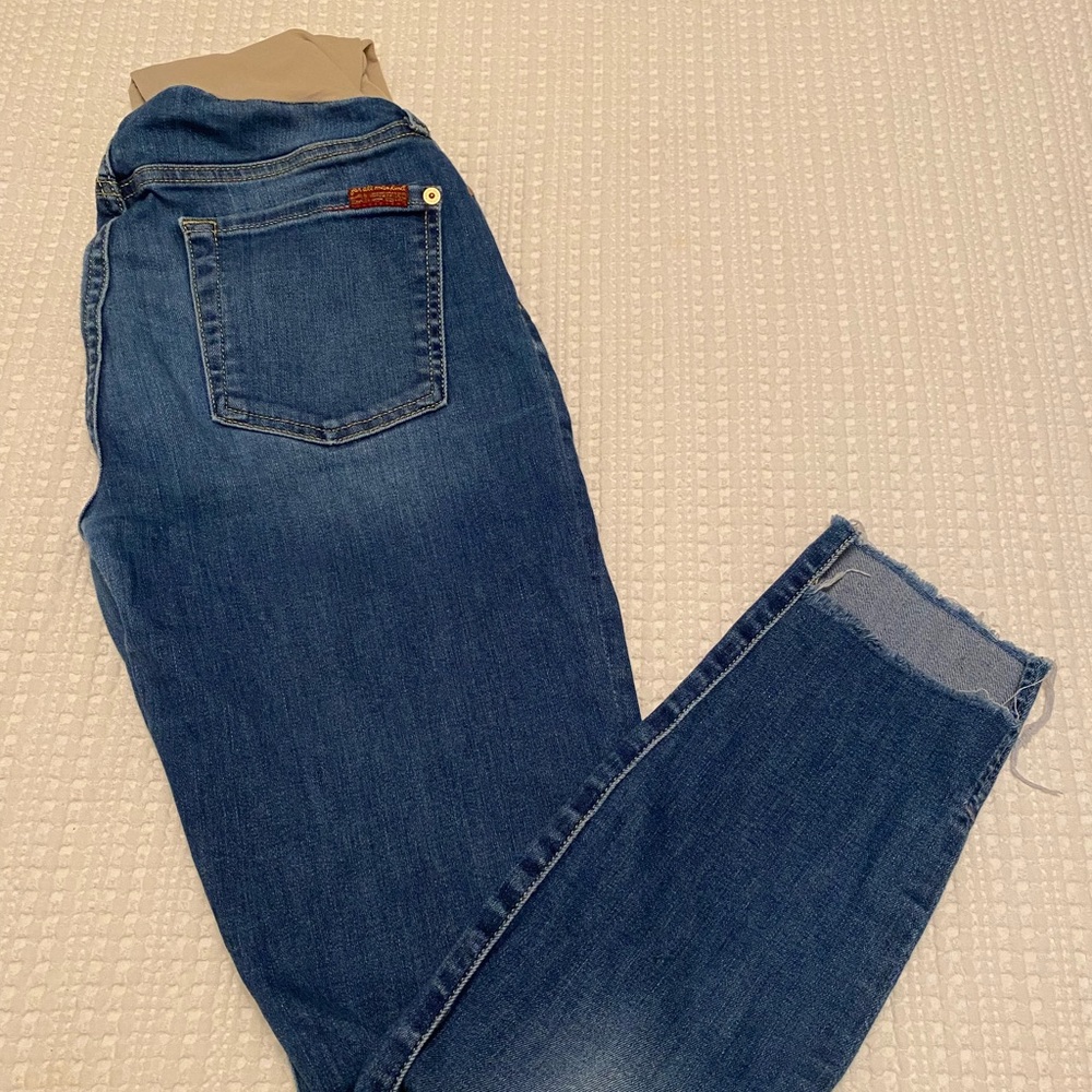 7 for all Mankind step crop skinny maternity jeans 29